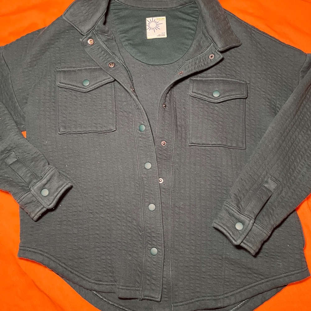 Women’s Offline by aerie Teal Green Snap Knit Shirt Size S Preowned